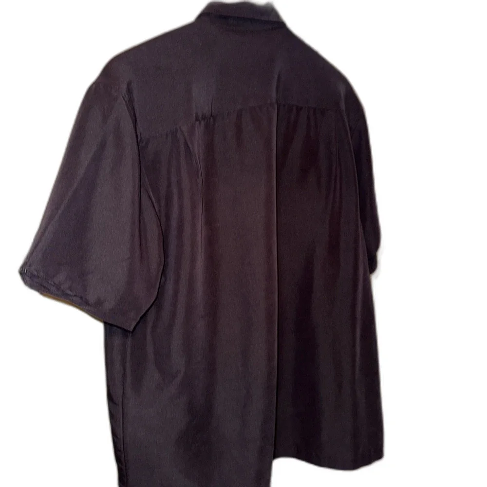 Centro Striped Panel Casual Button-Down Black Bowling Shirt - Size XL - Picture 4 of 4